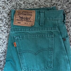 VINTAGE Levi's 550 green denim jeans, 32 waist and 32 length